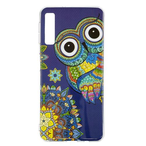 Coque en TPU impression d'un motif lumineux luminescent motif hibou pour votre Samsung Galaxy A7 (2018) A750