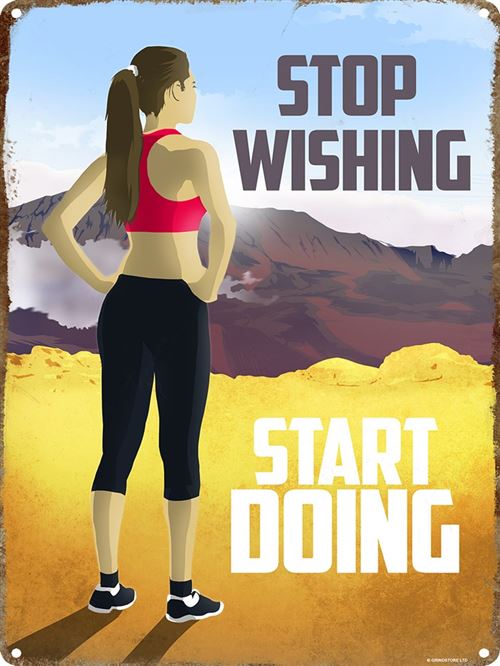 Plaque murale en métal Stop Wishing Start Doing 30.5x40.7cm