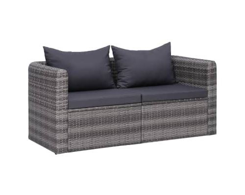 Canapés d'angle de jardin 2 pcs Gris Résine tressée alsa