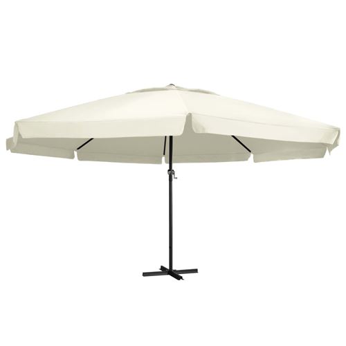 Parasol d'ext&eacute;rieur avec m&acirc;t en aluminium 600 cm Blanc sable Vidaxl Blanc