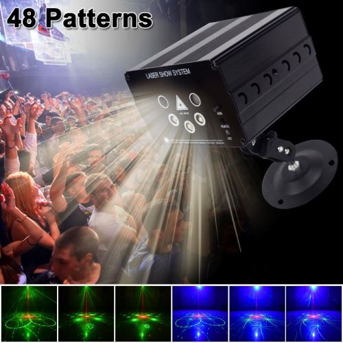 Disco Light 5 beam 48 pattern LED Projecteur laser Fête de Noël DJ light Mariage à activation vocale