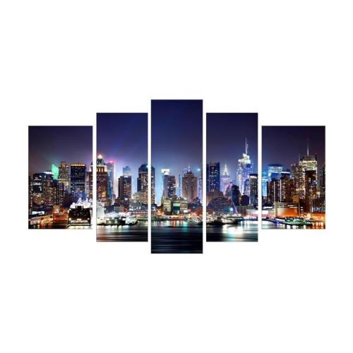 CITY BY NIGHT Tableau Multi Panneaux urbain 110x60cm