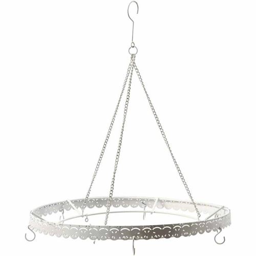 Creotime anneau métallique avec crochets 28 cm blanc chacun