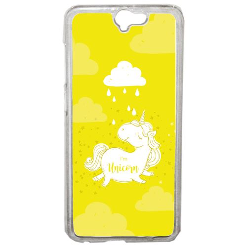 Coque Unicorne Nuage Fond Jaune Compatible One A9 Transparent