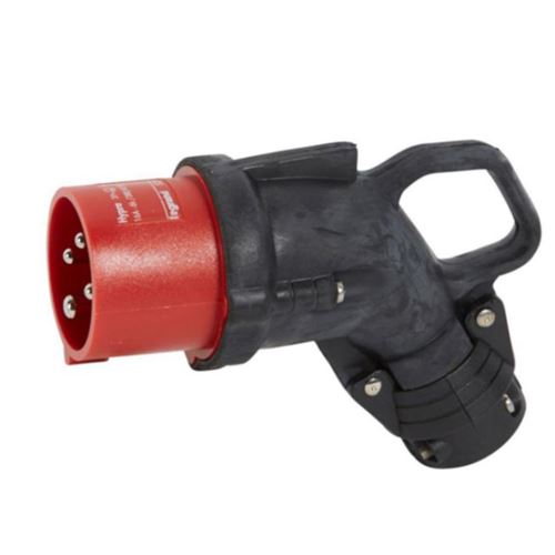 Legrand - Fiche Noire mobile coudée Hypra IP44 16A - 3P+T - caoutchouc
