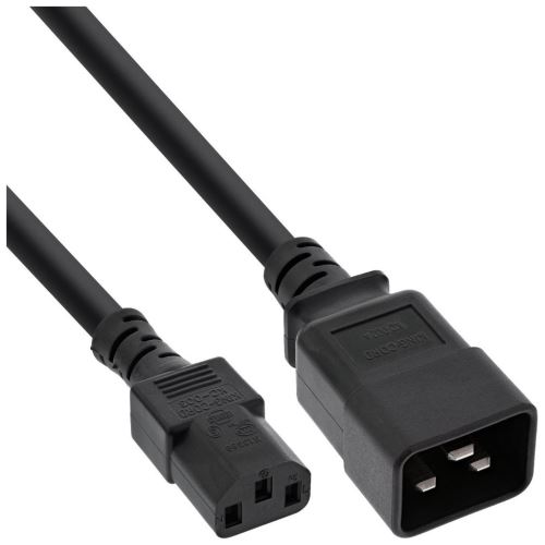Câble adaptateur secteur InLine®, IEC-60320 C20 à C13, 3x1,5mm², max. 10A, noir, 2m