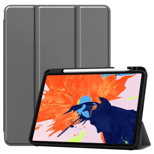 Etui en PU + TPU triple avec support et porte-stylo gris pour votre Apple iPad Pro 12.9 pouces (2020)