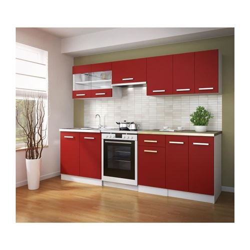 ULTRA Cuisine complete avec plan de travail L 2m40 - Rouge mat