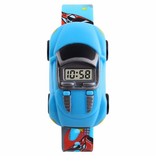 Montre Enfant Quartz Forme de voiture Bleu Clair