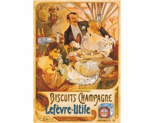 Puzzle 1000 Pièces : Poster Vintage - Biscuits Champagne Lefevre-Utile, DToys