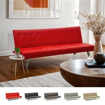 Canape Clic Clac Convertible 3 Places Simili Cuir Zaffiro Pour La