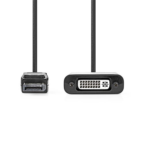 Nedis Carte d'écran DisplayPort (M) pour DVI-D (F) DisplayPort 1.2 20 cm rond, support 1080p noir