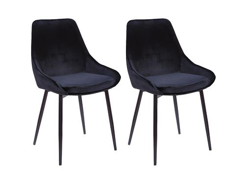 Lot de 2 chaises MASURIE - Velours - Noir
