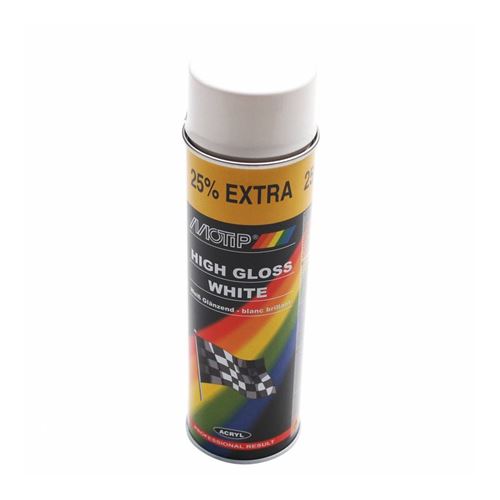 Bombe de peinture motip pro acrylique brillant blanc spray 500ml (04004)