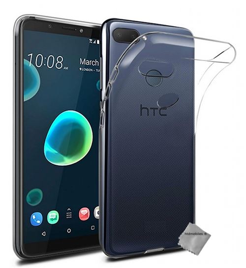 Housse etui coque silicone gel fine pour HTC Desire 12+ Plus avec film ecran TRANSPARENT TPU