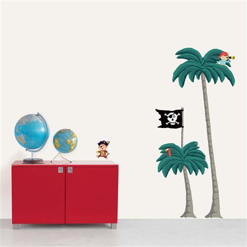 Affiche Sticker mural Palmiers et pirates XXL Draeger la carterie