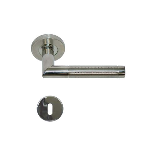 Poignées modèle Barsac avec rosaces rondes à clé - inox 304 bicolore brillant mat x2