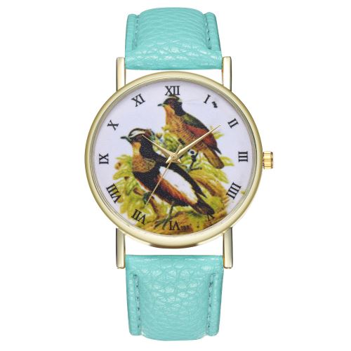 Illustration animale créative bracelet en cuir montre dame montre pour homme anniversaire mariage cadeau décoration montre T83-AMenthe verte