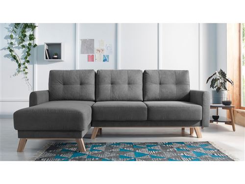 Bobochic Canapé Dangle Convertible Avec Coffre Balio Gris Foncé Angle Gauche