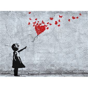 Filles Papier Peint Photo/Poster - La Fille Au Ballon Rouge En Papillons,  Style Banksy, 2 Parties (180x240 cm) - Achat & prix | fnac