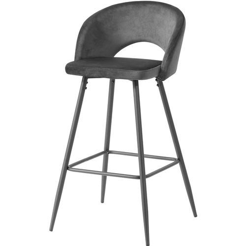 BOBOCHIC Lot de 2 tabourets de bar DIABOLO Velours H.98cm Anthracite