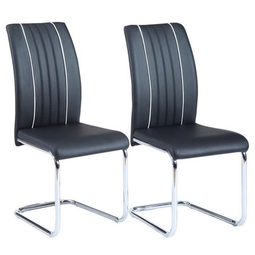 Ines Lot De 2 Chaises De Salle A Manger - Simili Noir - Contemporain - L 43 X P 59 Cm