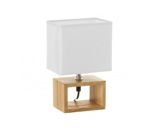 Lampe à Poser Rectangle Bois Abat-jour Blanc