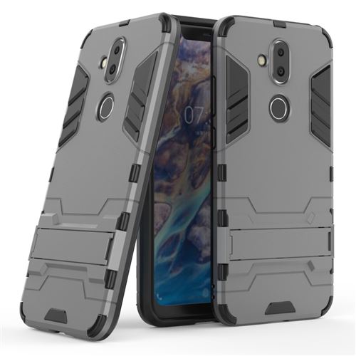 Coque en TPU cool guard hybride gris pour votre Nokia 8.1/X7