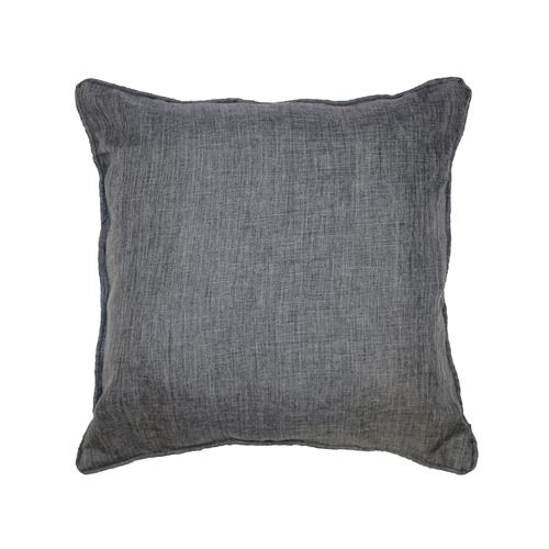 Douceur D'intérieur Gris Coussin Passepoil 40 X 40 Cm Chambray Uni Newton Anthracite - Image 1