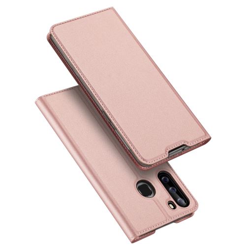Etui en PU avec porte-carte or rose pour votre Samsung Galaxy A21
