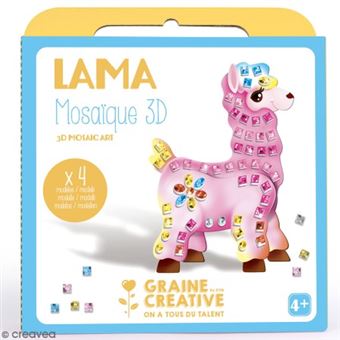 Kit Graine Créative 4 cartes mosaïque 3D lama