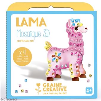 Kit Graine Créative 4 cartes mosaïque 3D lama