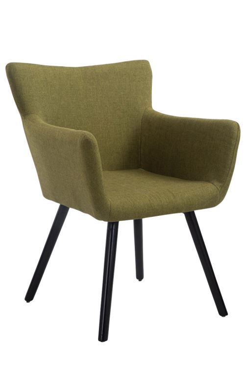 Chaise visiteur Antwerpen tissu - Pieds en bois de chêne Noir - Siège Vert