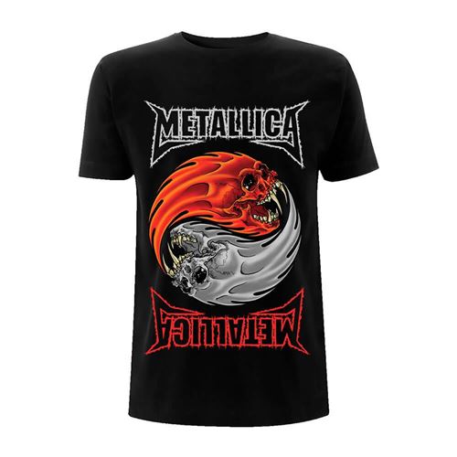 Logo Metallica Yin Yang Hommes noirs ras du cou T-shirt: Grand