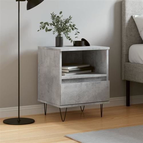 vidaXL Table de chevet gris béton 40x35x50 cm bois d’ingénierie 830628