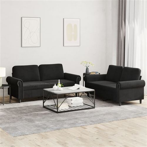 Non Communiqué Noir Vidaxl Ensemble De Canapés 2 Pcs Avec Coussins Velours