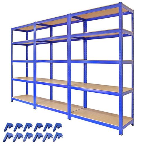 Monster Racking - 3 Rayonnages Bleus en Acier avec 5 étagères 90 x 180 x 45 cm - Image 3