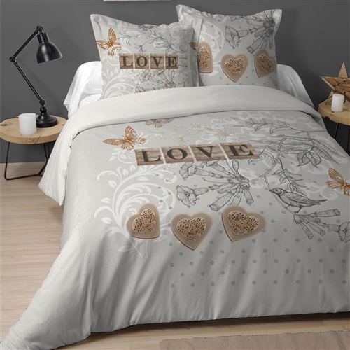 Stof Parure de lit CLEMENCE en coton beige - 220x240 cm