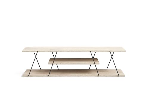 Meuble Tv En Bois ""canaz"" - 120 X 30 X 33 Cm - Beige