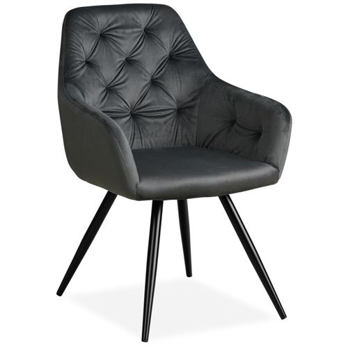 Non Communiqué Gris Chaise Salle À Manger Velours Design Moderne