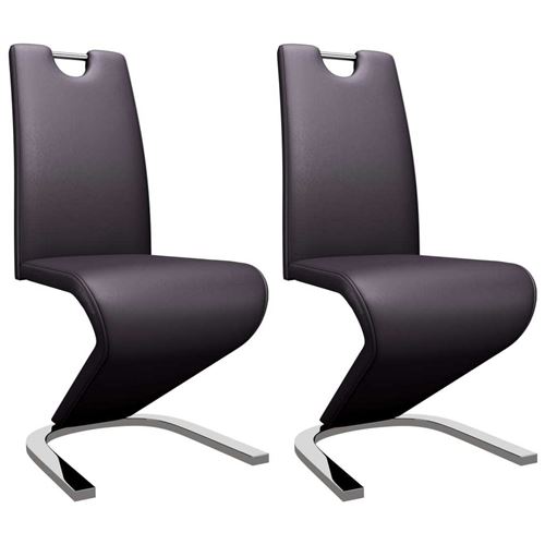 vidaXL Chaises à dîner avec forme de zigzag 2 pcs Marron Similicuir