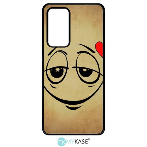 Coque My-Kase pour P40 - smiley amoureux - Plastique Noir