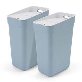 Poubelle Curver, pour le recyclage, 30 litres, gris-bleu, prête à