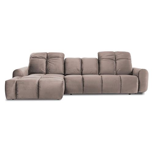 Canap&eacute; Velours Angle gauche Beige Anacapri - 3 Places - Beige