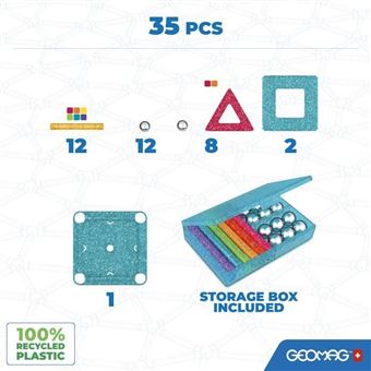 Jeu de construction Geomag Ecofriendly 35 Pcs Glitter