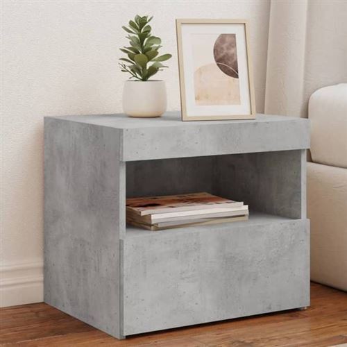 Vidaxl Gris Table De Chevet Avec Led - Béton - Image 3