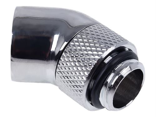 Alphacool Eiszapfen angled adaptor 45° rotatable G1/4 outer thread to G1/4 inner thread - Adaptateur de raccordement du système de refroidissement par liquide - chrome