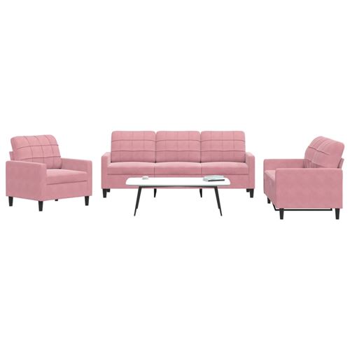 Non Communiqué Rose Vidaxl 3-Delige Loungeset Met Kussens Fluweel Roze3278354