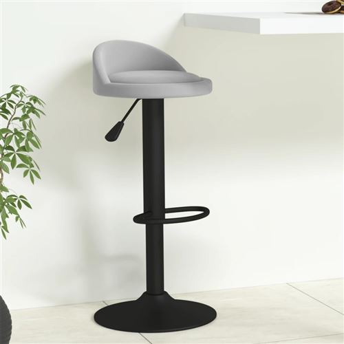 VIDAXL - Tabouret de bar - Velours - Gris clair - Image 3