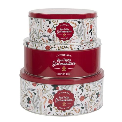 Non Communiqué Rouge Lot De 3 Boîtes En Métal "Mes Petites Gourmandises" 25Cm